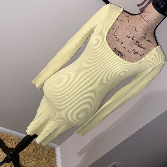 Fashion Nova Dresses & Skirts - Yellow Fashion Nova Ribbed Mini Long Sleeve Dress